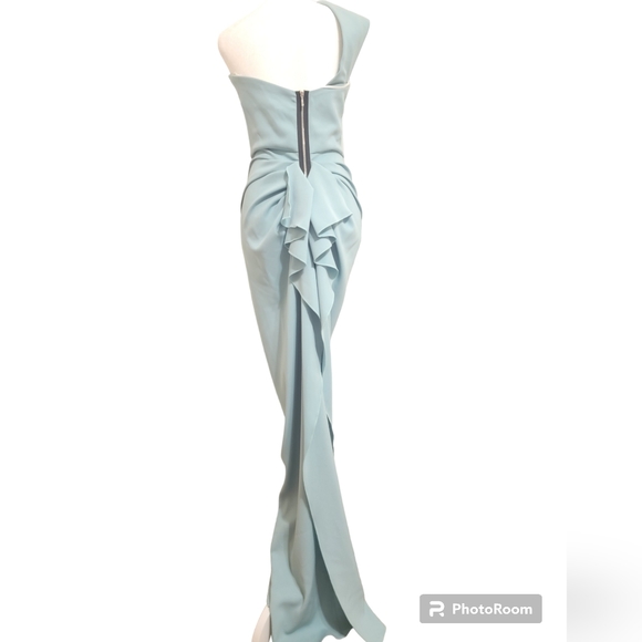 NICOLE BAKTI NWT one shoulder womens size 6 seafoam gown - Picture 1 of 8